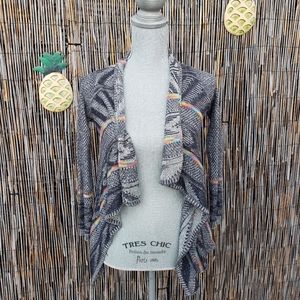 🌺 Eyeshadow Cascading front colorful stripe fitted arms cardigan Size Medium